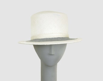 Straw Hat for Women, Summer Hat, Boater Hat, Handmade Panama Hat, Sun Hat, Ladies Hat, White Church Hat, Beach Hat, Leisure Wear
