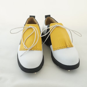 Lemon Yellow Kilties for Mens Golf Shoes,  Swing Dance Shoes, Golf Gift Ideas, Leather Kilty, Golf Presents, Golf Stuff