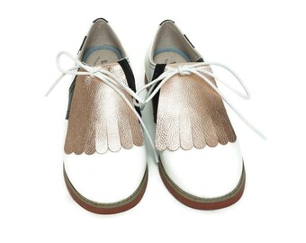 Rose Gold Leather Kilties: Women's Shoe Accessories