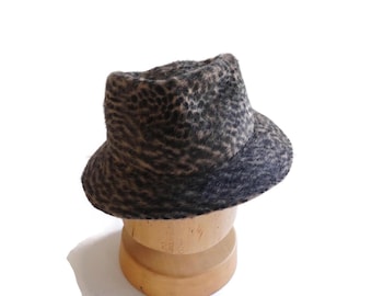 Sombrero fedora con estampado animal, fieltro de piel de melusina, hecho a mano