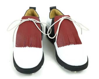 Dark Red Leather Golf Shoe Kilties: Mens Shoe Tassels