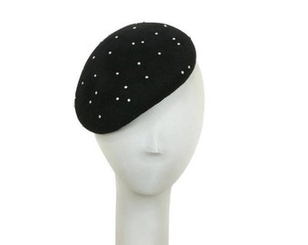 Black Fascinator Hat for Women, Ladies Hat for Black Tie Event, Wedding, Dress Hat, Cocktail Hat, Mother of the Bride Hat