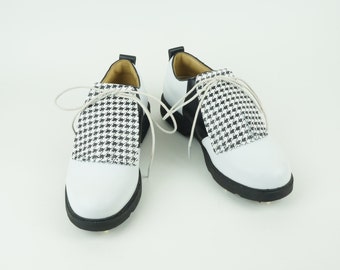 Black & White Houndstooth Leather