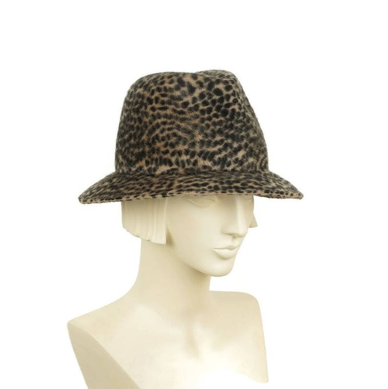 Cheetah Animal Print Fedora Hat for Women, Stingy Brim Fur Felt Hat, Womens Hat, Ladies Fedora, Ladies Hat, Millinery Hat image 8