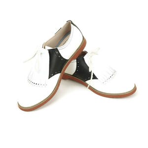 White Leather Kilties for Ladies Golf Shoes, Swing Dance Shoes, Saddle Shoes, Leather Shoe Fringes, Golf Gifts, Womens Golf Shoes Tassel image 6