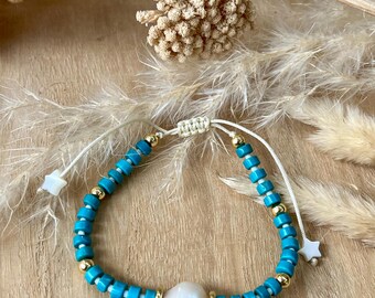 Pulsera de cordón deslizante, perla de agua dulce, nácar