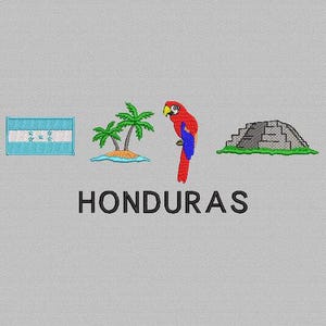 Honduras Machine Embroidery Design, Parrot - Embroidery Designs, National Flag of Honduras, Embroidery Patterns, Embroidery Files, 3 Sizes
