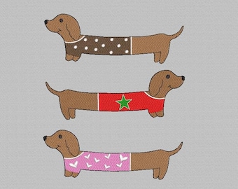 Dachshund embroidery design, machine embroidery designs, Dachshund Dog Embroidery Designs, Teckel Instant Download, Dog embroidery - 4 Sizes