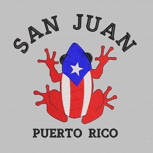 San juan Puerto Rico Machine Embroidery Design, coqui design, Puerto rico City embroidery file, Cities embroidery design, 3 Sizes