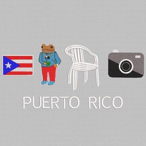 Diseño de bordado DTMF de Puerto Rico, diseño de bordado DTMF, bordado de rana PR, fotos para debitar, archivos digitales, descarga instantánea, 3 tamaños