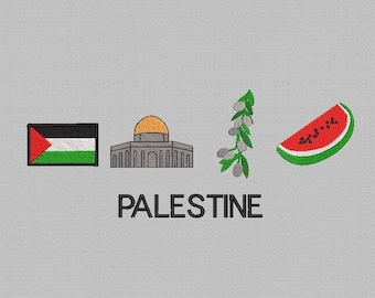 Palestine Flag Embroidery Design, Watermelon, 3 Sizes (Instant Download)