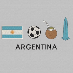 Argentina Embroidery Designs, Mate design, Futbol embroidery, Flag embroidery Machine Design File, Argentina Embroidery, 3 Sizes