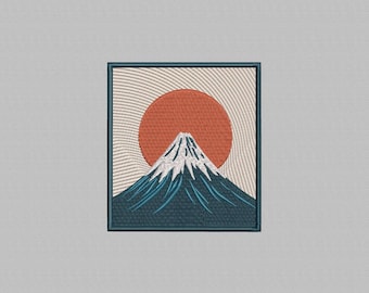 Mount Fuji Embroidery Design: Japanese Mountain Art (Digital File, 4 Sizes