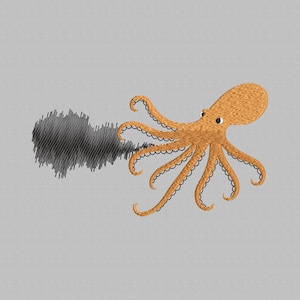 Octopus ink, Octopus Machine Embroidery design, Ocean Embroidery file, Sea Animal Embroidery pattern, INSTANT DOWNLOAD, 4 Sizes