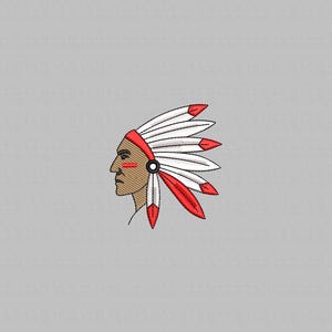 Indian Head Embroidery Design, Indian Embroidery File,  Machine Embroidery Mini Indian Head, Digital File, Instant Download, 4 sizes