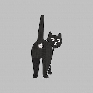 Black Cat Butt Embroidery Design,  Funny Cat Design, cat Embroidery Files,Instant Download, Animal design, 4 Sizes