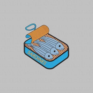 Sardines Can embroidery design, Sardines machine embroidery designs, Fish Sardin embroidery pattern files, digital download, 3 Sizes
