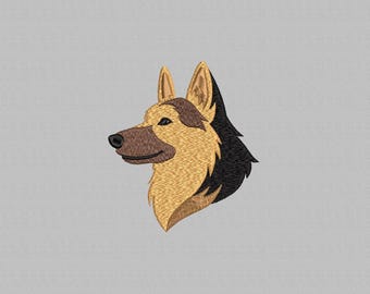 German Shepherd Embroidery Design: Dog Face Embroidery File (Digital Download) 4 Sizes