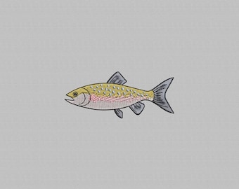 Rainbow Trout Machine Embroidery Design: Fishing File (4 Sizes) (Instant Download)