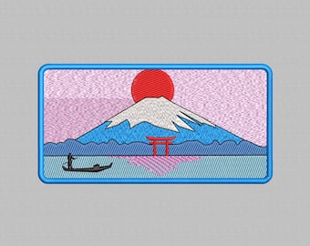 富士山の刺繍パターン：日本の風景画（PDFデジタルチュートリアル