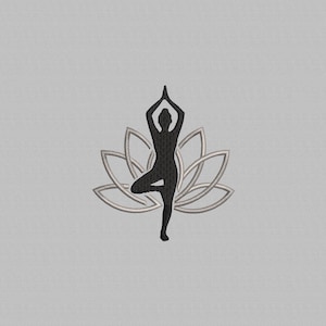 Yoga Lotus Broderi Design, Yoga Lotus Pose Broderi Fil, Direkt Nedladdning, Digital Fil, 4 Storlekar