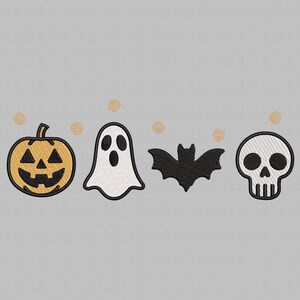 Halloween Embroidery, Set Halloween Embroidery Machine, Ghost Pumpkin Bat Embroidery, Skull Design Halloween, Instant download, 3 Sizes