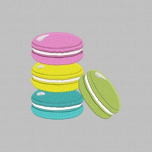 Macarons Machine Embroidery Design, Sweet Dessert Digital File, (Instant Download, 4 Sizes)