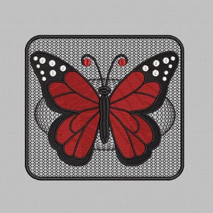 Stickdatei Schmetterling, Stickdatei Schmetterling 3D Effekt Hintergrund Stickdateien, Sofort Download, Eleganter Schmetterling, Sofort Download, 4 Größen
