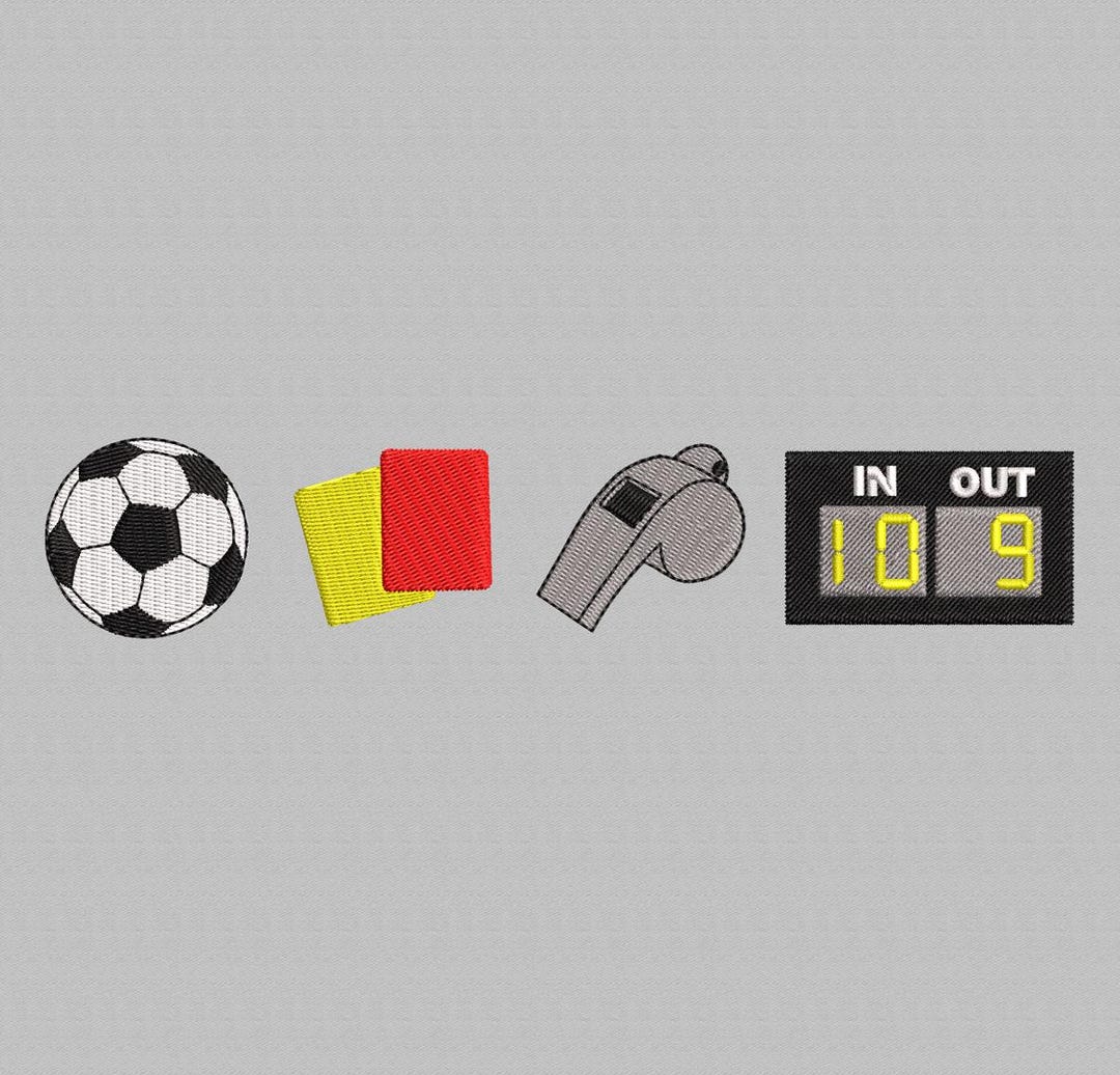 Referee Embroidery Design, Football Whistle, Red and Yellow Card ...