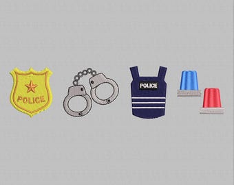 Diseños de bordado de policía, diseño de bordado de placa de policía, chaleco de policía, archivo de bordado de diseño de sirena, descarga instantánea, 3 tamaños