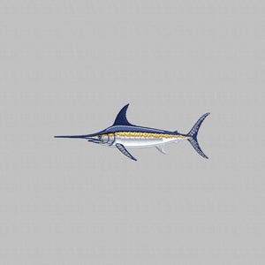Swordfish Machine Embroidery Design,  Predator Fish Digital File (Instant Download, 4 Sizes)