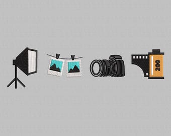 Photography equipment Design Embroidery Machine, Camera vintage Embroidery design, cameraman profession design, Instant Download, 3 Sizes