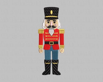 Diseño de bordado de Cascanueces, Patrones de bordado de soldados Cascanueces, Bordado a máquina navideño, Cascanueces, Descarga instantánea, 4 tamaños