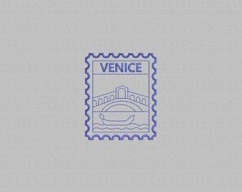 Venice Stamp Embroidery Design, Italy Travel Souvenir (Digital File)