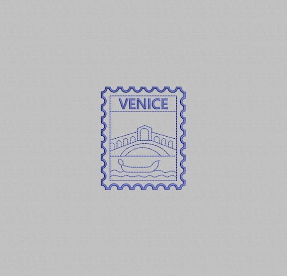 Venice Stamp Embroidery Design, Italy Travel Souvenir (Digital File)