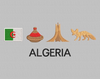 Algeria Flag Embroidery Design, Arabic Pattern (Instant Download)