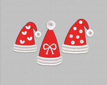 Santa Hats Embroidery Design, Christmas Machine File (Instant Download)