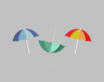 Borduurontwerp strandparasol: zomerparasolbestand (direct downloaden, 4 maten)