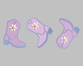 Cowgirl Boots Embroidery Design, Floral Accents (Digital Download)