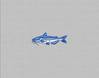 Blue Catfish Machine Embroidery Design: Sea Animal Digital File, 4 Sizes (Instant Download)
