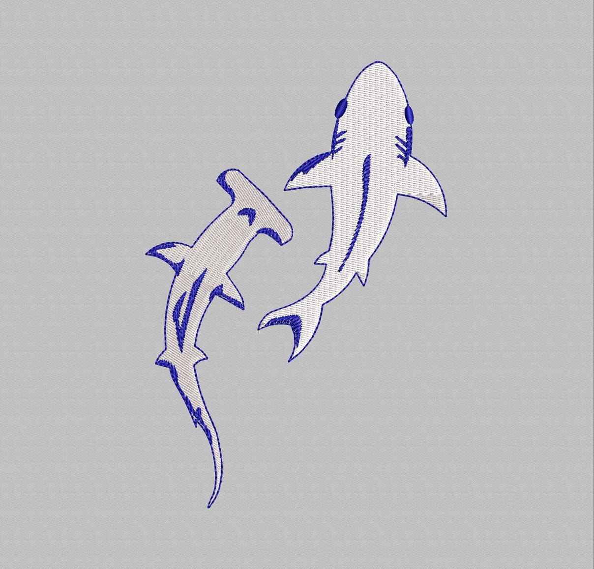 Hammerhead Shark, Fierce Shark Machine Embroidery Design, Shark Embroidery Pattern, Sea Creature Embroidery Pattern,  Sea Animals, 4 Sizes