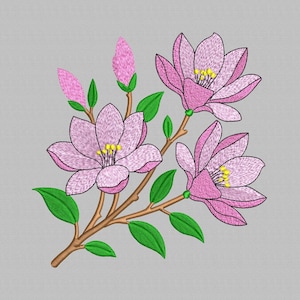 Magnolia Flower Machine Embroidery Design, Magnolia Flowers Embroidery Files, Floral Embroidery, Digital file, Instant Download, 4 Sizes