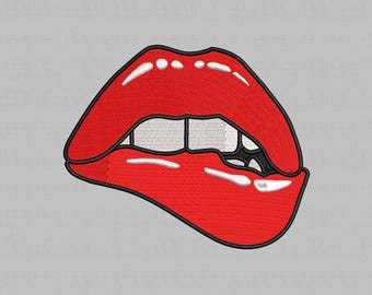 Red Lips Embroidery Design, Lipstick, Woman (Digital Download)
