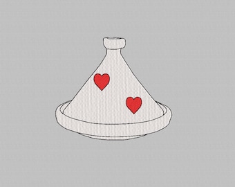 Moroccan Tajine Embroidery Design, Arabic Utensils, 4 Sizes (Digital Download)