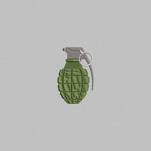Diseño de bordado de granada, archivo de bordado de bomba explosiva, archivo digital de minigranada, descarga instantánea, 4 tamaños