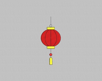Chinese Lantern Embroidery Design, Instant Download (5 Sizes )