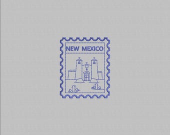 Projekt haftu maszynowego stanu Nowy Meksyk: znaczek Adobe Church USA (plik cyfrowy, 4 rozmiary)