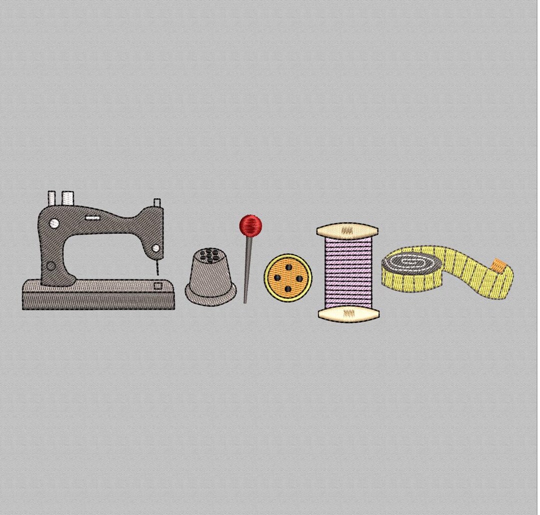 Sewing Tools Machine Embroidery Design, Button Dressmaking (instant ...