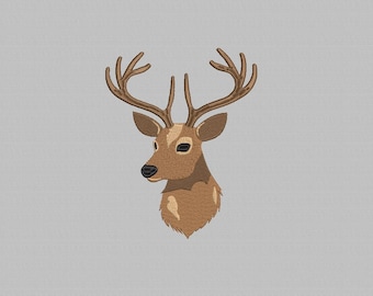 Buck Deer Embroidery Design, Animal Embroidery File (4 Sizes)