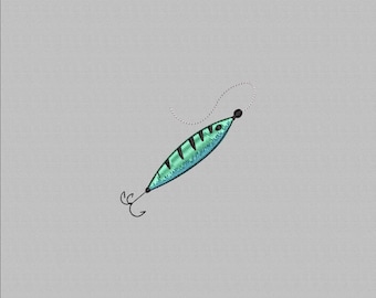 Fishing Bait Embroidery Machine Design, Walker Fishing Pattern, Instant Download, Digital file, 4 Sizes